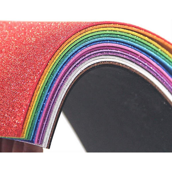 10 stk. A4 2mm glitter EVA-skumark til håndværk og scrapbooking, farvemix, glitter