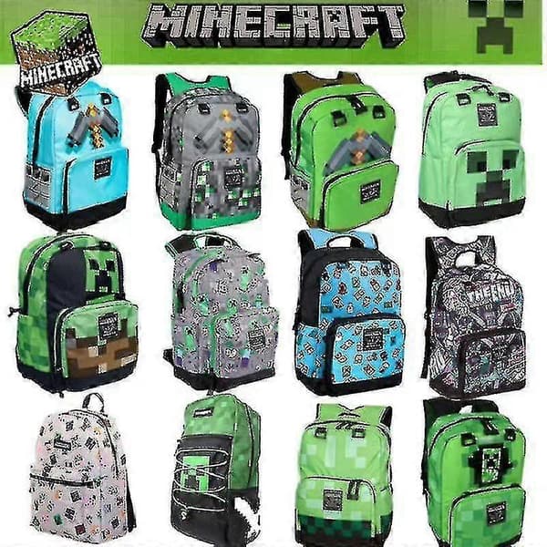 Minecraft Skoletaske til Elementær Skolebørn Skoletaske Rygsæk [DB] 1