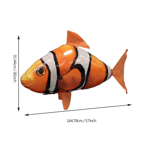 Fjernbetjent flyvende haj oppustelig Rc oppustelig ballonlegetøj til børn gave db Orange Clownfish