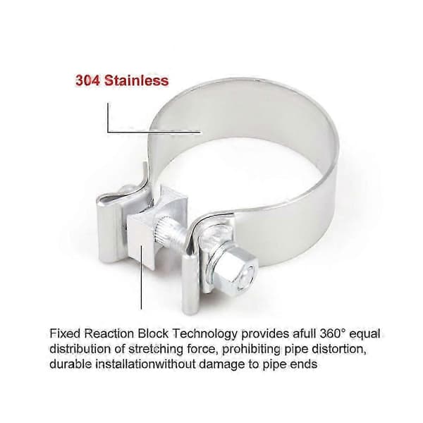 2,75 tommer 70 mm Butt Joint Universal Rustfri Stål Udstødningsklemme Båndsæt Auto Turbo Rørclips [DB] Silver