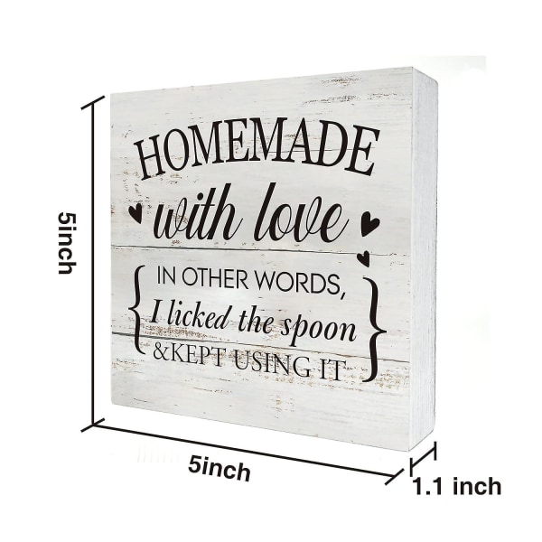 Hauska keittiön puinen laatikkokyltti kodin keittiön sisustukseen (5 x 5 tuumaa)