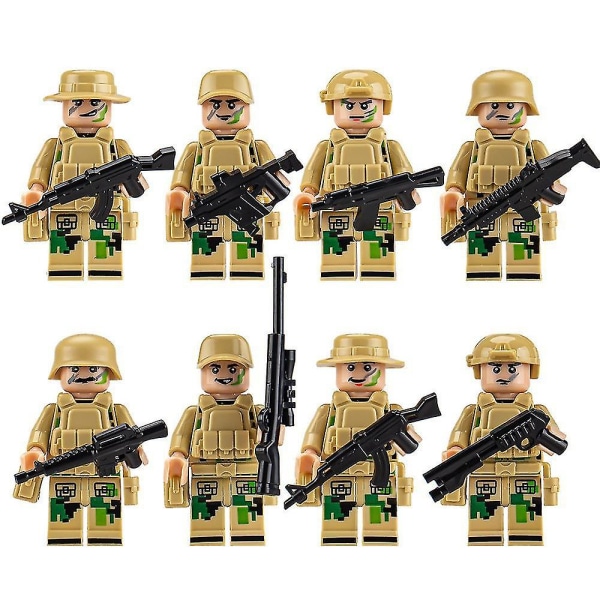 8-24 kpl/setti Minifiguuri Erikoisjoukot Sotilas Kootut Palikat Lelut Rakennuspalikat Lapset LahjaDB 8Pcs Camouflage