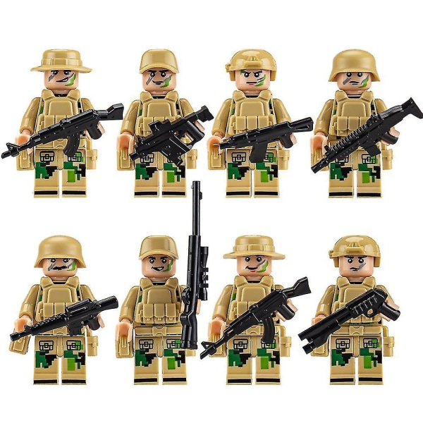 8-24 stk/sæt Minifigur Special Forces Soldat Samlede blokke Legetøj Byggeklodser Børnegave [DB] 8Pcs Camouflage