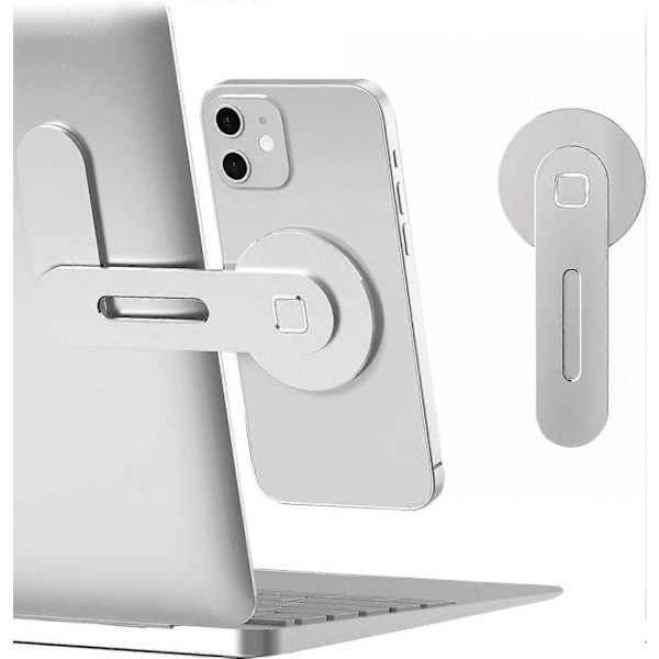 CloudValley Magnetisk Telefonholder for Laptop, Slank Bærbar Sammenleggbar Datamaskin Utvidelsesbrakett, Sølv [DB]