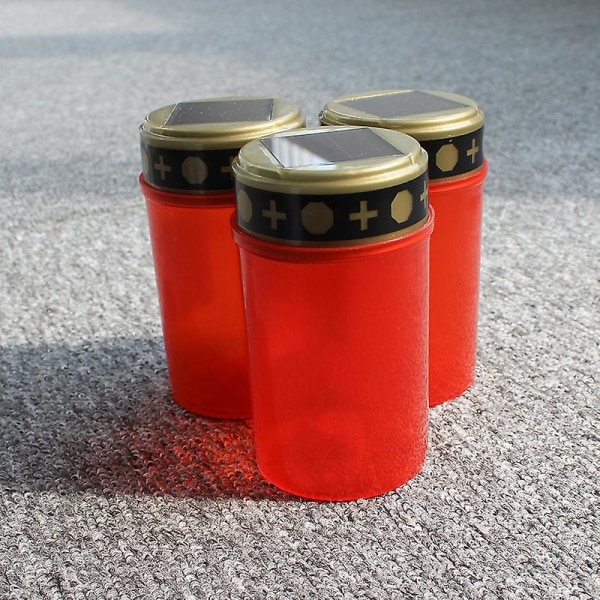 2 stk. utendørs gravlys, vanntett, solcelledrevet elektrisk lys, Jikaix Red with Ground Insertion