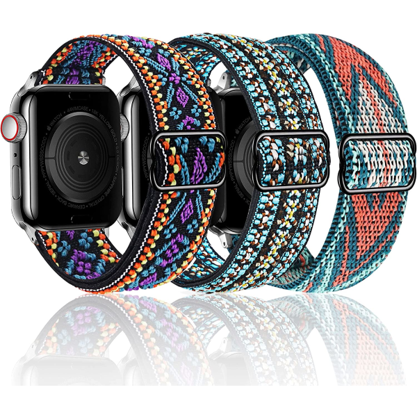 3 kappaletta säädettävää joustavaa ranneketta Apple Watch -kelloille 38mm 41mm 40mm 42mm 44mm 45mm 7/6/5/4/3/2/1 SE -naisille