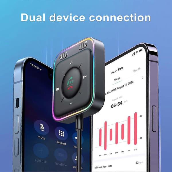 Bluetooth-yhteensopiva autoadapteri, parannetut kaksoismikrofonit, melunvaimennus, 3,5 mm AUX-yleisvastaanotin[DB]