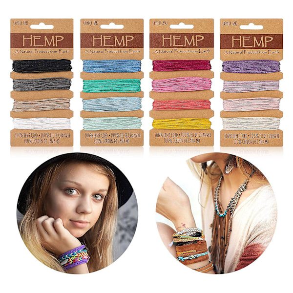 16 Färgade Hamparep 1mm Hampavaxat Hamparep DIY Flätad Armband [DB] A