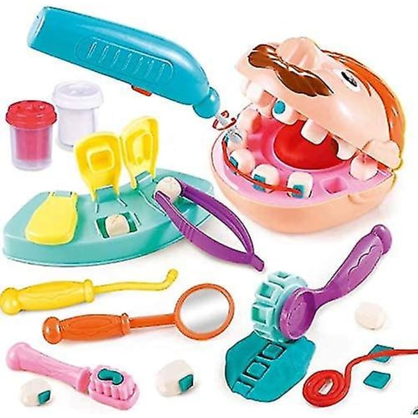 Kids Little Dentist Play Dough Set Toy Doctor Drill and Fill Playset Playdough Lelusetti-yvan [DB]