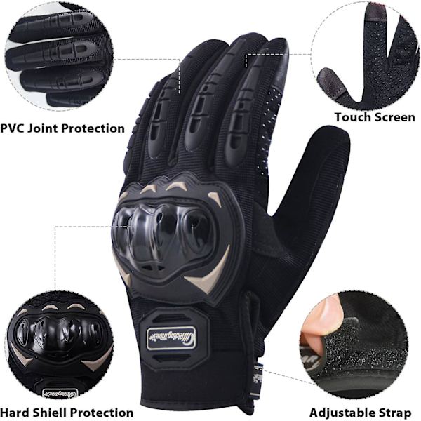 Motorcykelhandskar godkända sommar touch screen, anti-impact, vindtäta, unisex scooterhandskar mellansäsong andningsbara touch screen för bil motorcykel, C