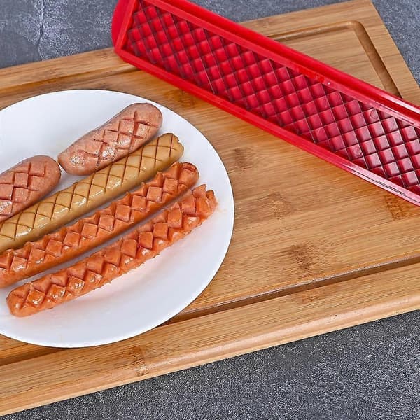 Pølseskjærer - 10 tommer - Rødt, trygt rustfritt stål