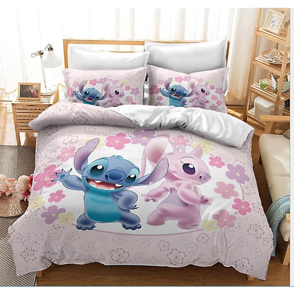 Sti11 Stitch 3D-tulostettu vuodevaatesetti Pussilakan Peitto Peittoliina Lasten lahja Db UK SINGLE 135x200cm