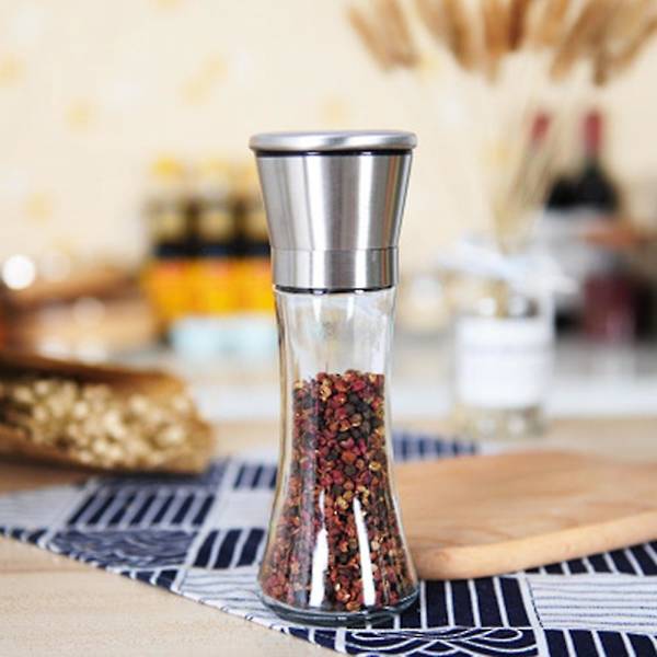 2-delad set Premium Rostfritt Stål Salt- och Pepparkvarn Justerbar Keramisk Havssaltkvarn Pepparkvarn [DB] 2pcs Tall