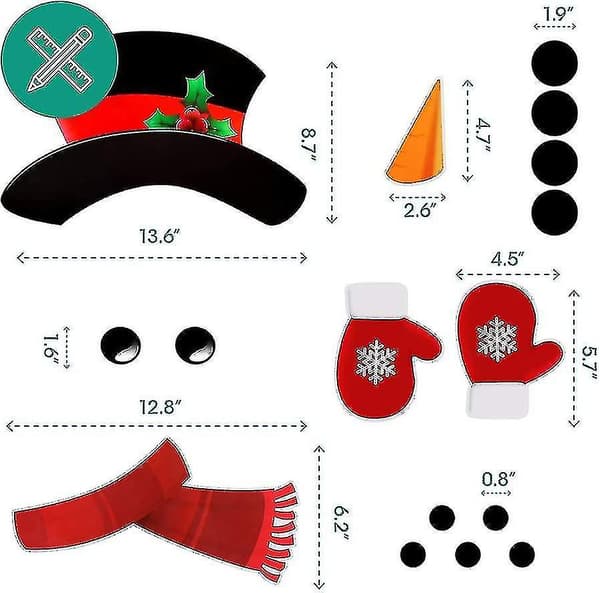 Snögubbe kylskåpsmagneter set om 16
