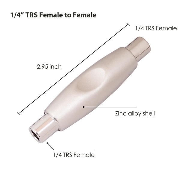 2 stk 6,35 mm 1/4 tommers hunn til 6,35 mm 1/4 tommers hunn sokkel mono lydkobleradapter rett gjennom