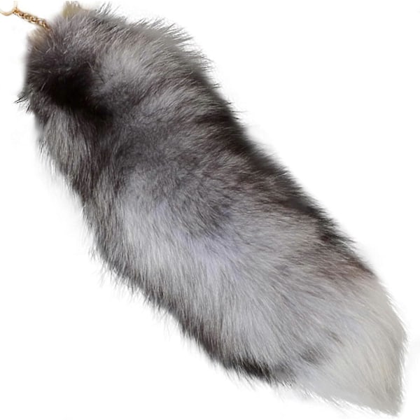 Falsk Rævehale, 40 Cm Dyrehale, Fluffy Falsk Pels Hale, Rævehale, Nøglering, Pung Dekoration Rævehale, Rollespil, Sølv {Db}