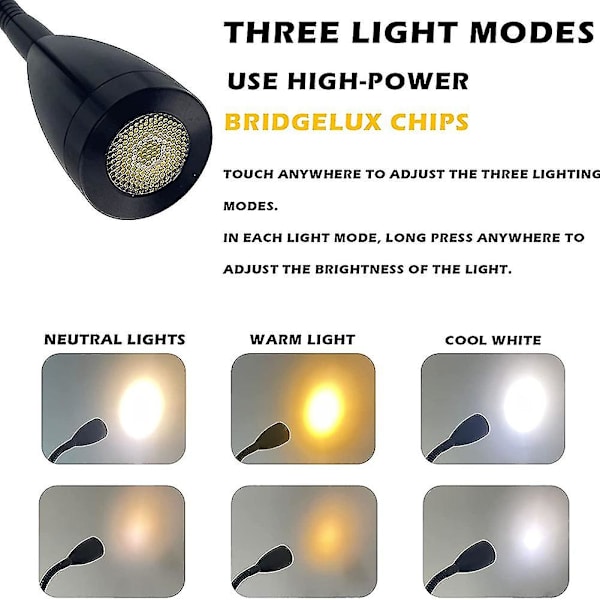 12v-24v LED-læselampe, Rv-dæmpbar læselampe med USB-oplader, til campingvogn, rejselastbil, trailer, Rv-sengelampe, 2 stk. - sort [DB] black