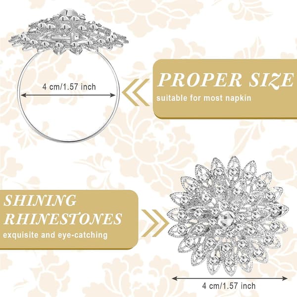 Blomsterserviettringer i legering med blomsterformede rhinestones