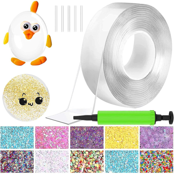 Uppgradera Nano Tape Bubble Kit, Dubbelsidig Tape Plast Bubble, elastisk tejp Ny [DB] Transparency 0.02cm*0.5cm*300cm