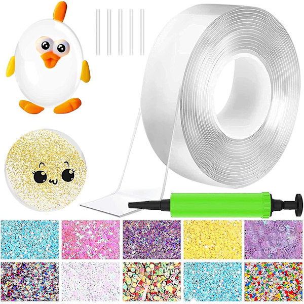 Uppgradera Nano Tape Bubble Kit, Dubbelsidig Tejp Plastbubbla, Elastisk Tejp Ny [DB] Transparency 0.02cm*0.5cm*300cm