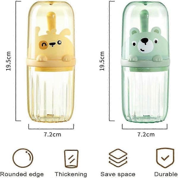 Tandborstkopp för barn, 2-pack tandborstfodral med tecknad djurdesign förvaringshållare[DB]