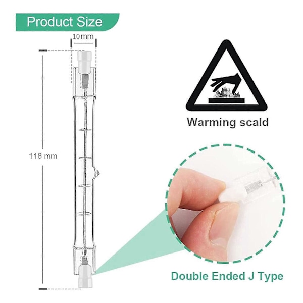 R7s Halogenlampa 118 mm 200 W 230 V 10-pack Halogenstav R7s Halogenlampa R7s Dimbar Halo {db}