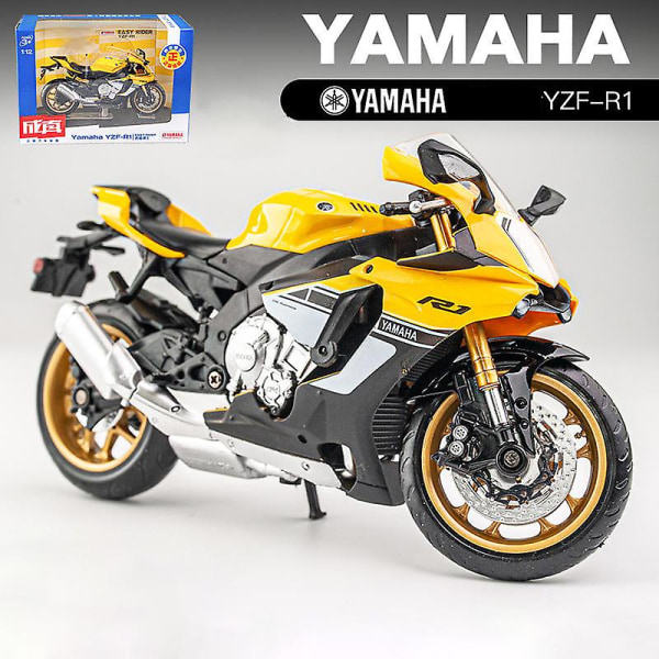 1/12 Legering Yamaha Yzf-r1 Yzfr1 Motorcykel Model Legetøj Køretøjssamling Autobike Shork-absorber Off Road Autocykel Legetøj Bil db Yellow with box