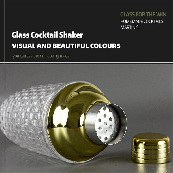 13Oz Glass Cocktail Shaker Set - Glass Shaker for Cocktails, Drink Shakers Cocktail og Cocktail Shakers Gold db