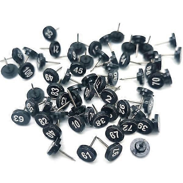 100 kpl Numeroidut Karttaneulat Numeroidut Karttaneulat Valokuvaseinän Koristeluun Ilmoitustaulut Musta Musta [db]