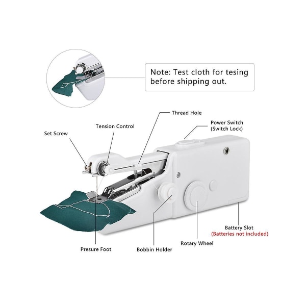 Hurtigsyning bærbar symaskine håndholdt symaskine, mini symaskiner, til gør-det-selv-stoffer