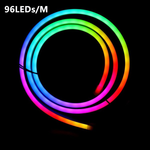 Rgb Led Neon Lys, 1m 96leds Fleksibel Rgb Led Neon Tau, Ip65 Vanntett Silikon Led Tau Lys+kontroller (1m-6x12mm-180, 5v 96leds/m)