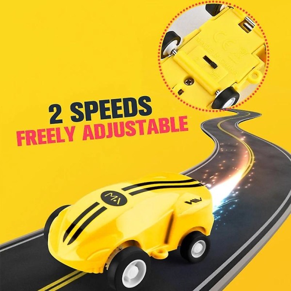 Mini højhastigheds legetøjsbil Micro Racer Stuntbiler 360 graders roterende lommeracer Glow in The Dark db Blue