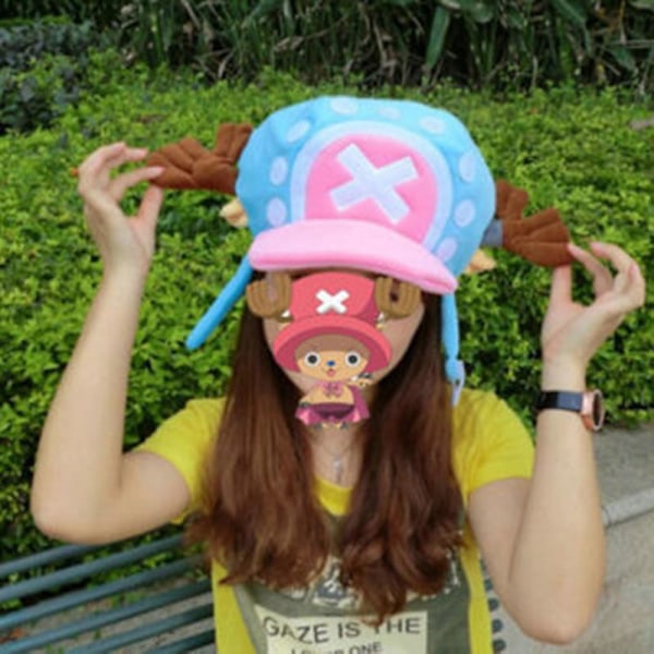 Ny Anime Tony Tony Chopper Cap Cosplay Plysset Vinterhat Gave Lyseblå One Size