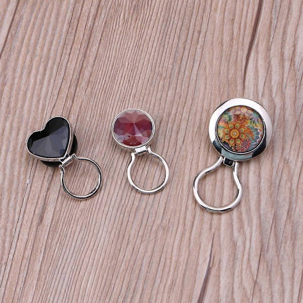 Elegant lesebrilleholder-brosje med emaljepinner, magnetiske runde krystaller {Db} B