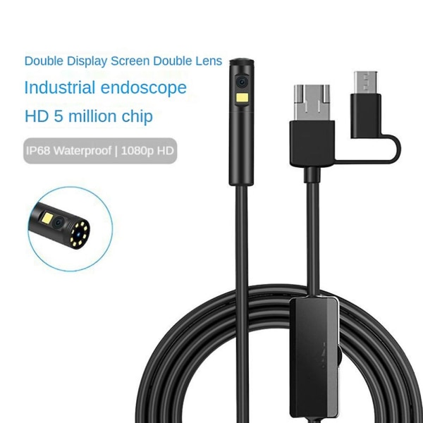 Hd 1080p endoskopkamera med dubbla linser 9 mjuk tråd USB Type-c PC Ip68 Vattentät rörledning Inspektion B