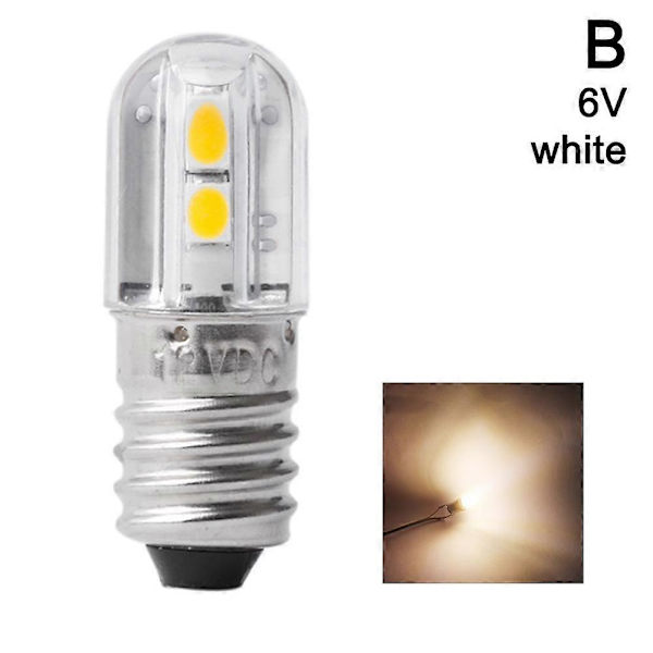 E10 LED Pære 6V 12V Lampe Arbejdslys Varmt Hvid Til Lommelygte Hovedlygte{ DB} 6V White