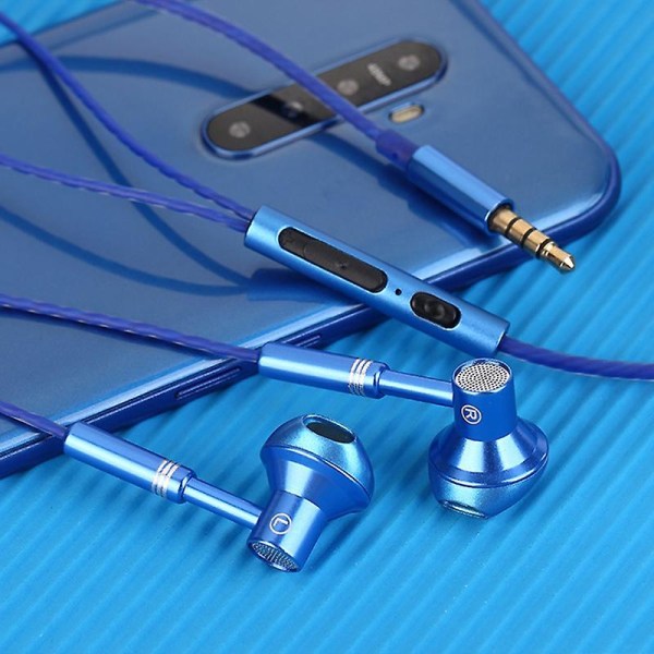 Langalliset kuulokkeet, ergonomiset, voimakas basso, korvan sisäiset, 1,2 m metalliset, 3,5 mm:n langalliset ohjainkorvanapit musiikkiin Blue