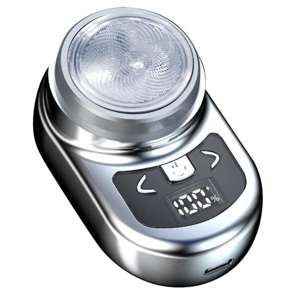 Kannettava sähköparranajokone Taskuparranajo Miehille Mini Parranajokone LCD Virranäyttö Ladattava Matka Kotiparranajokone-B [DB] Silver