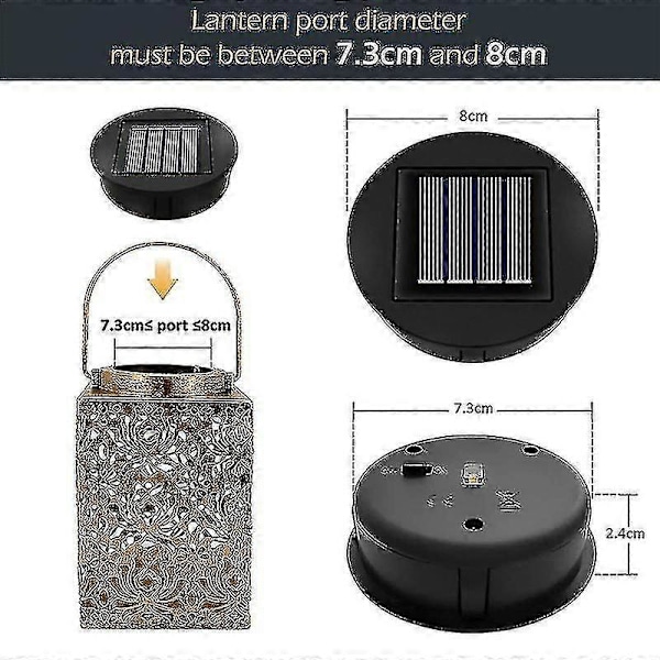 2kpl Aurinkovalon Vaihto Yläosa 8cm, Aurinkopaneelin Vaihto Ulkokäyttöön Puutarhalyhty Aurinko [db]