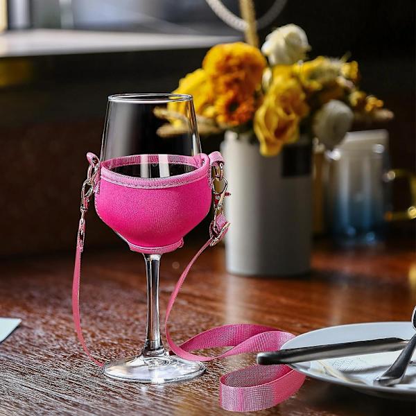 4-pack med vinglas hållare för hängande vinglas hållare för hängande kopphållare festival vinglas hållare för jul födelsedag bröllop (rosa) db