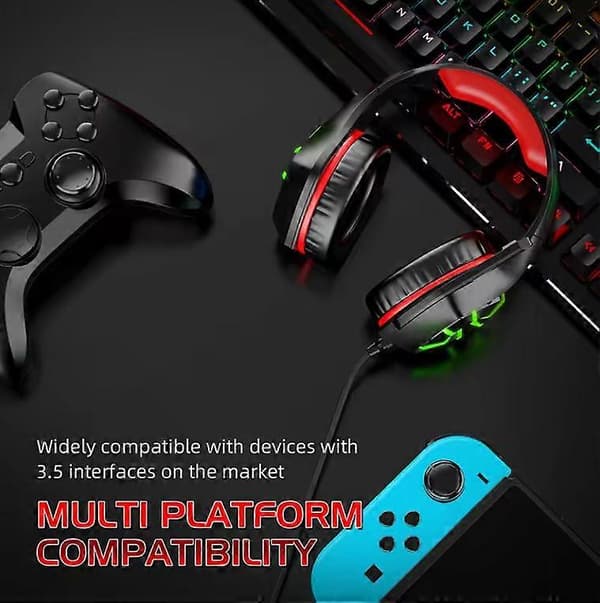 Langaton Bluetooth-peliheadset mikrofoni PC PS4 PS5 -pelaajalle Stereo E-urheiluheadset [DB] Red
