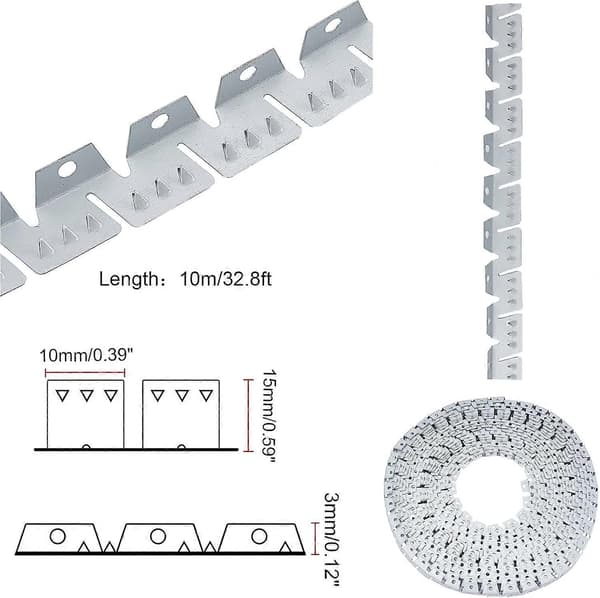 Metal Tack Strip Polstring 10 Meter Tre-Tandet Polstring Kurve Let Greb til Møbler Stole Sofa DB