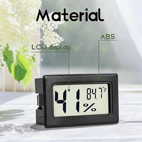 6-pack mini hygrometer inomhus luftfuktighetsmätare hygrometer digitala termometrar luftfuktighet med () för g [DB] Black