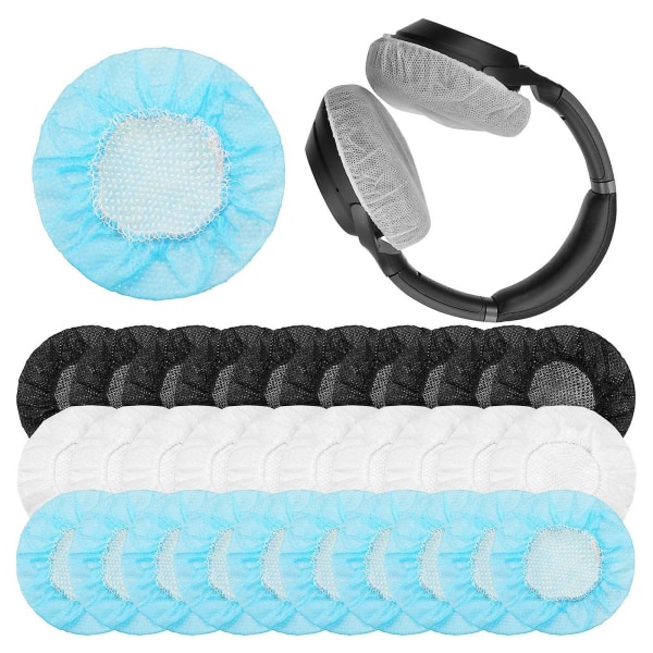 300 stk engangshodetelefondeksel i non-woven materiale for 8,5-10 cm store hodetelefoner [DB] BlackWhiteBlue