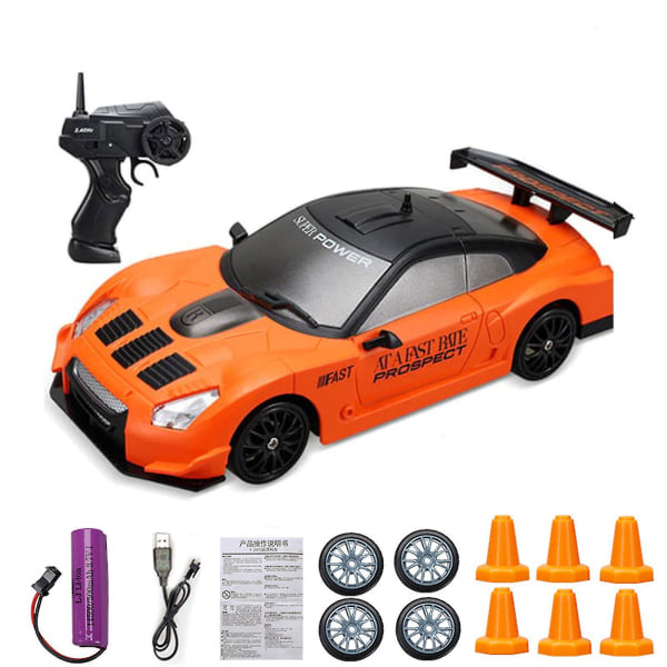 4wd1:24 Rc Race Fjärrkontroll 2.4ghz Hög Hastighet Drift Racing Sportbil Barnleksak Db Orange