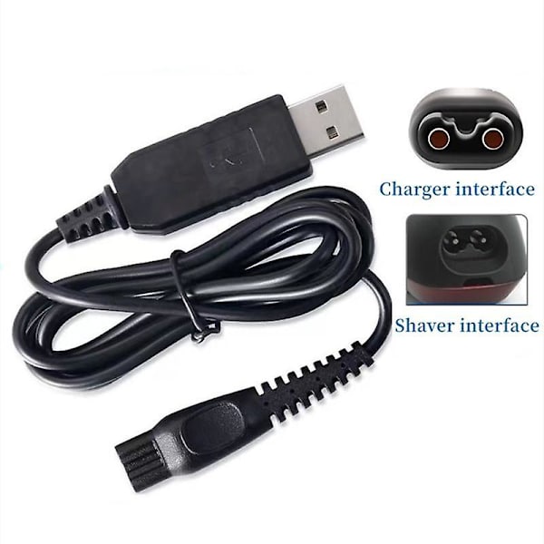 USB-opladerkabel til Philips Series 7000 Skraber Trimmer Opladerledning DB Black