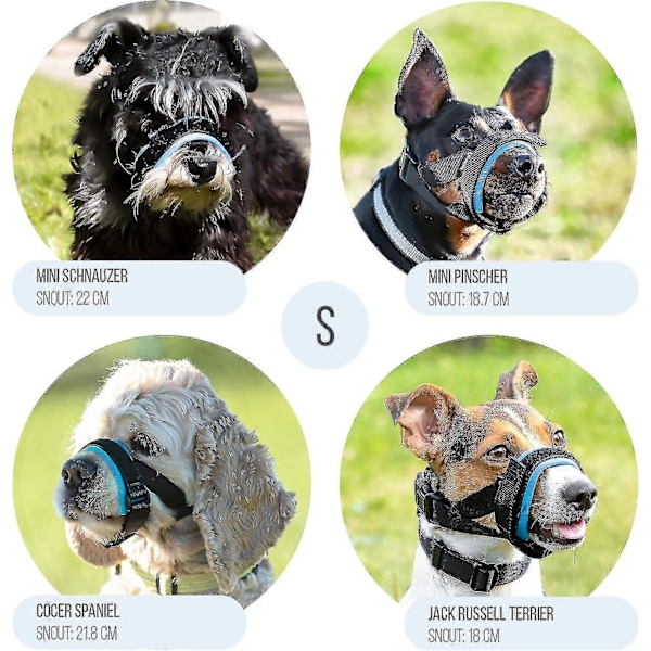 Skånsom mundkurv til hunde - Forebygger bid og uønsket tygning sikkert og komfortabelt - Blød neoprenpolstring, ingen gnidninger Inkluderet [DB] Blue L