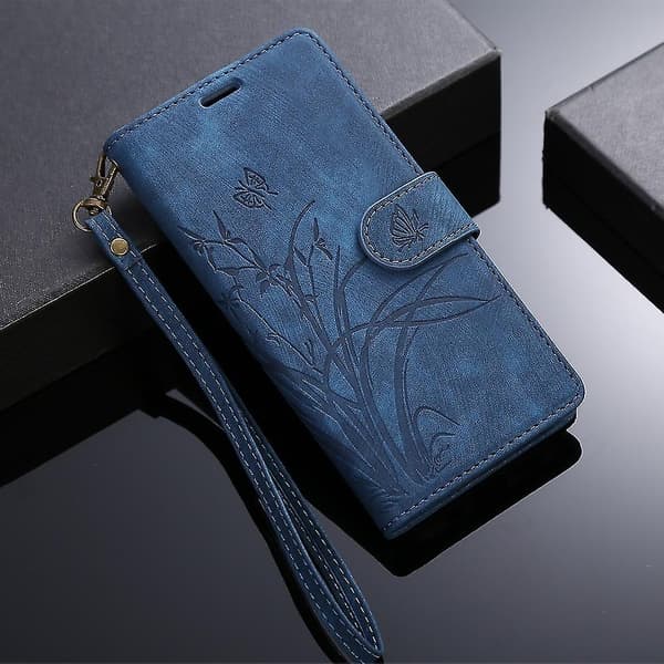 Orkidea Nahkakotelo iPhone 13:lle [DB] Blue