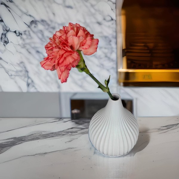 Liten hvit vase dekor 1 stk, hvit keramisk knopp vase for moderne hjemmeinnredning, søt vase for blomster, midtdeler til stuen, hylle, bord, mantel