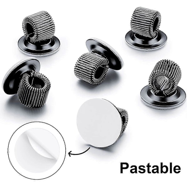 10-pack Pennhållarklämmor Stål Pennhållare Självhäftande Pennklämmor med Justerbar Fjäderögla för R [Db] black